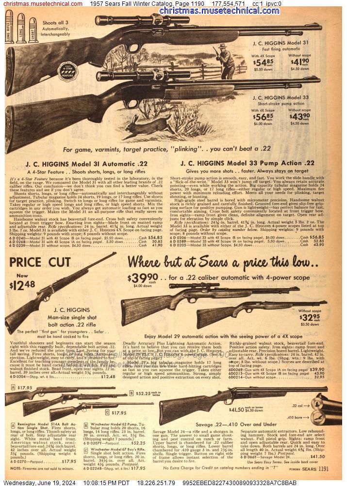 1957 Sears Fall Winter Catalog, Page 1190