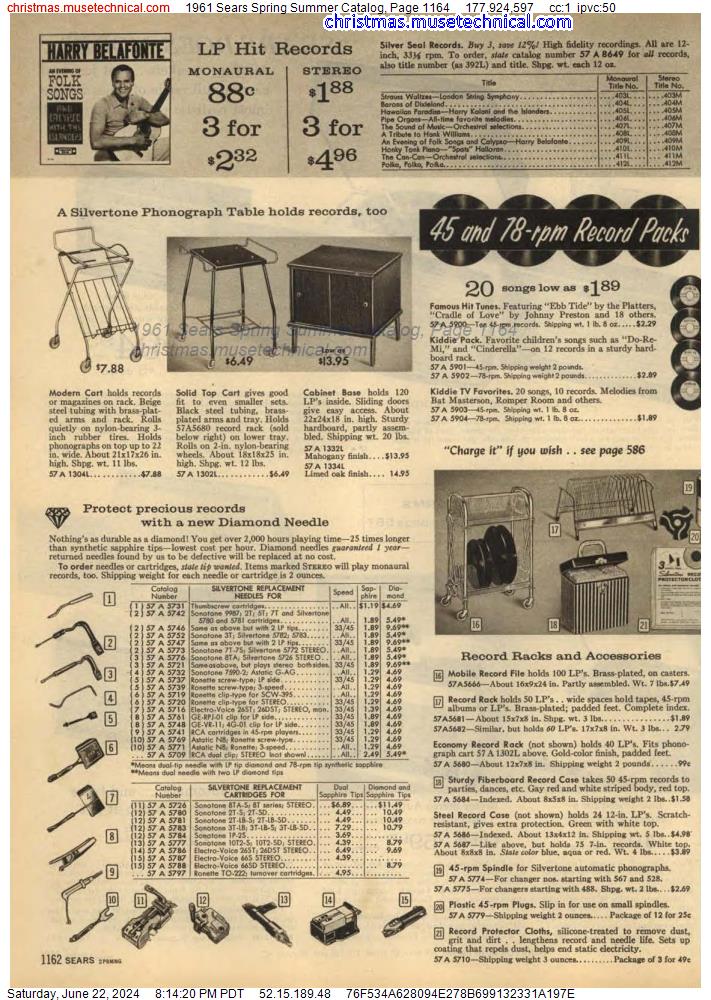 1961 Sears Spring Summer Catalog, Page 1164