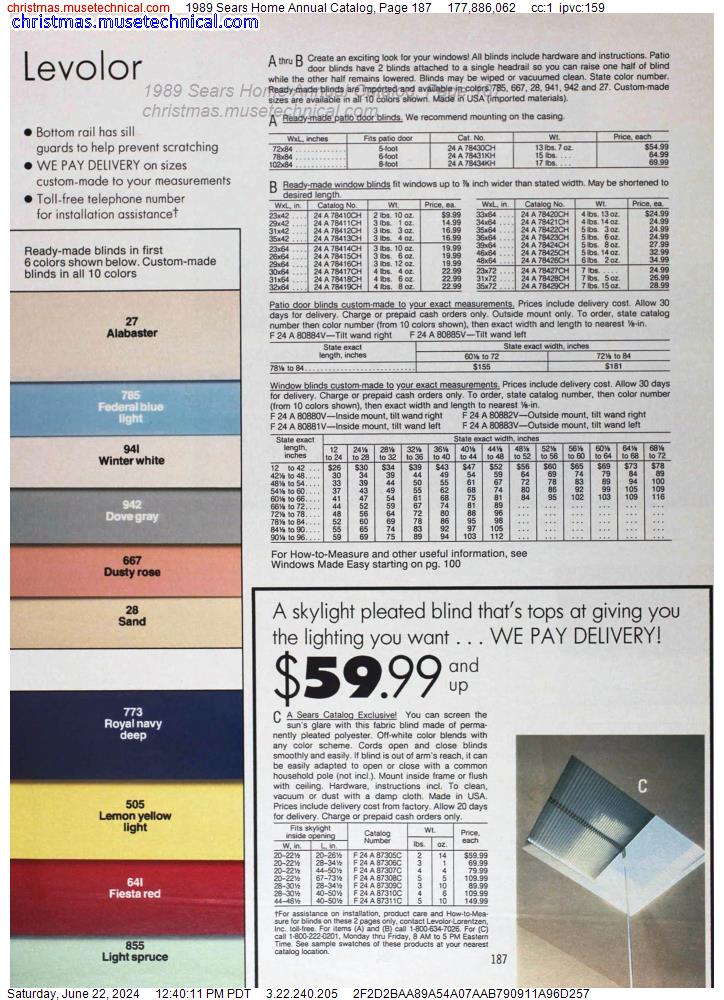 1989 Sears Home Annual Catalog, Page 187