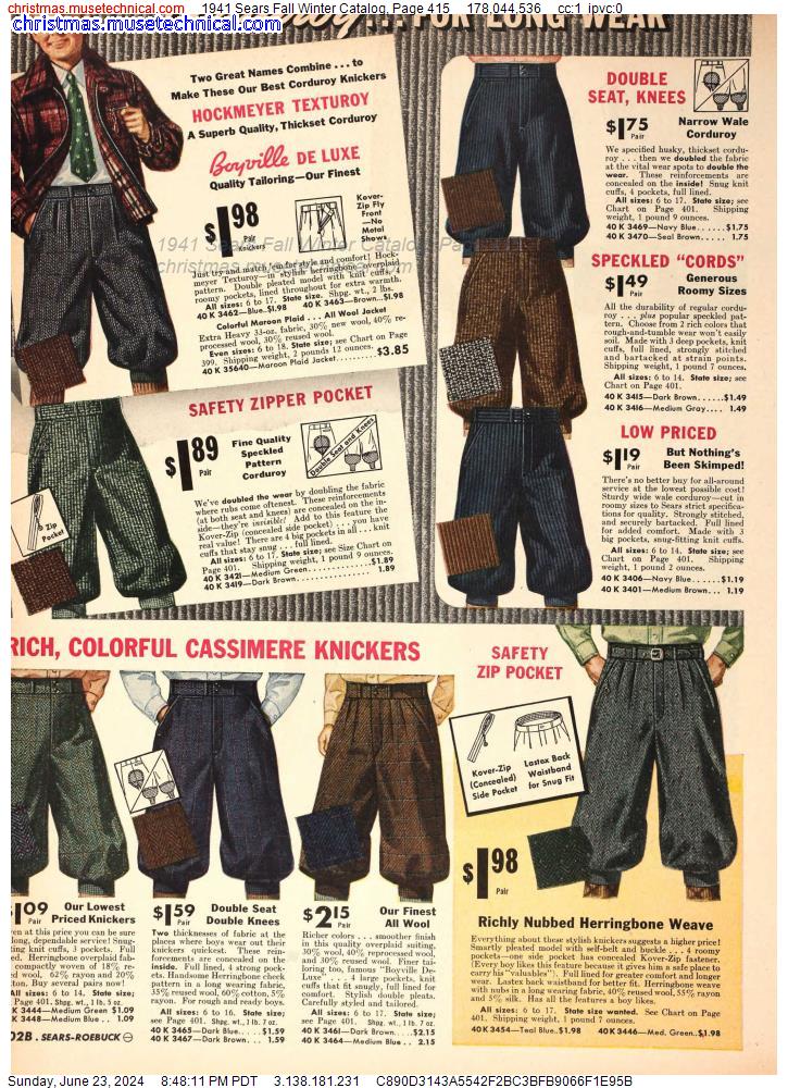 1941 Sears Fall Winter Catalog, Page 415