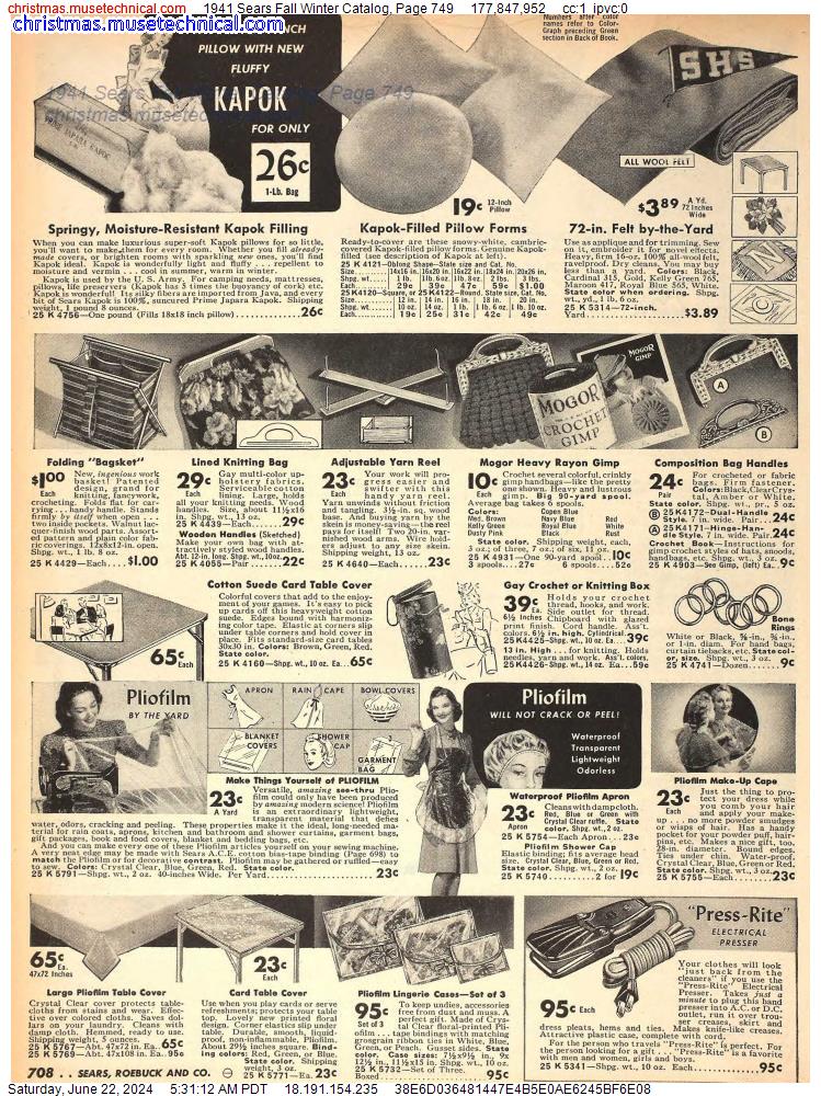 1941 Sears Fall Winter Catalog, Page 749