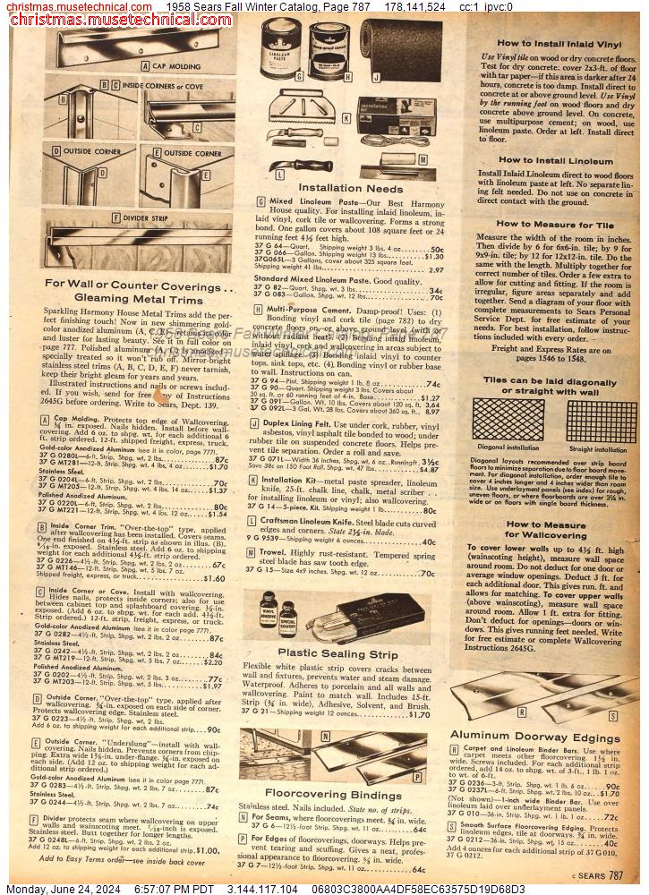 1958 Sears Fall Winter Catalog, Page 787