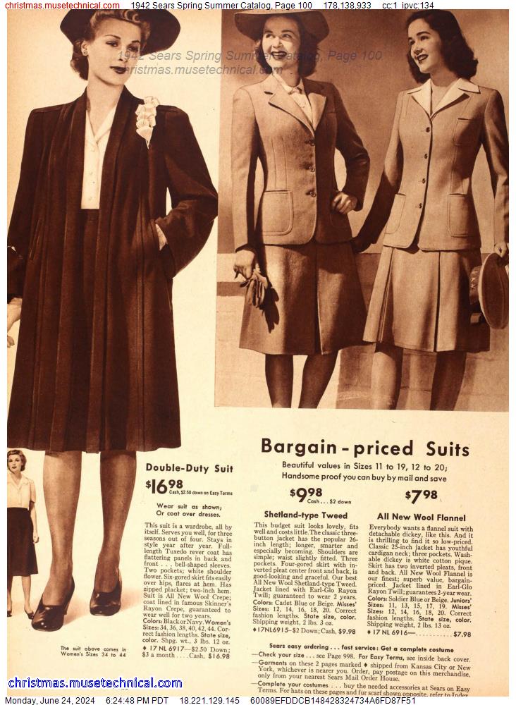 1942 Sears Spring Summer Catalog, Page 100