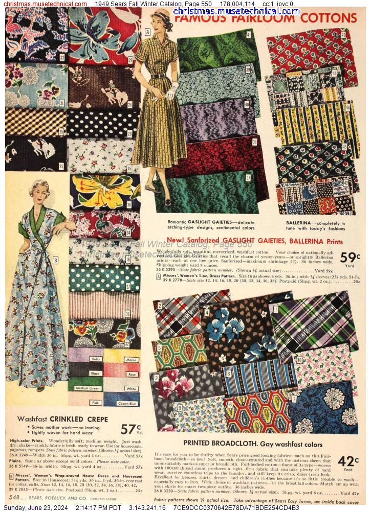 1949 Sears Fall Winter Catalog, Page 550
