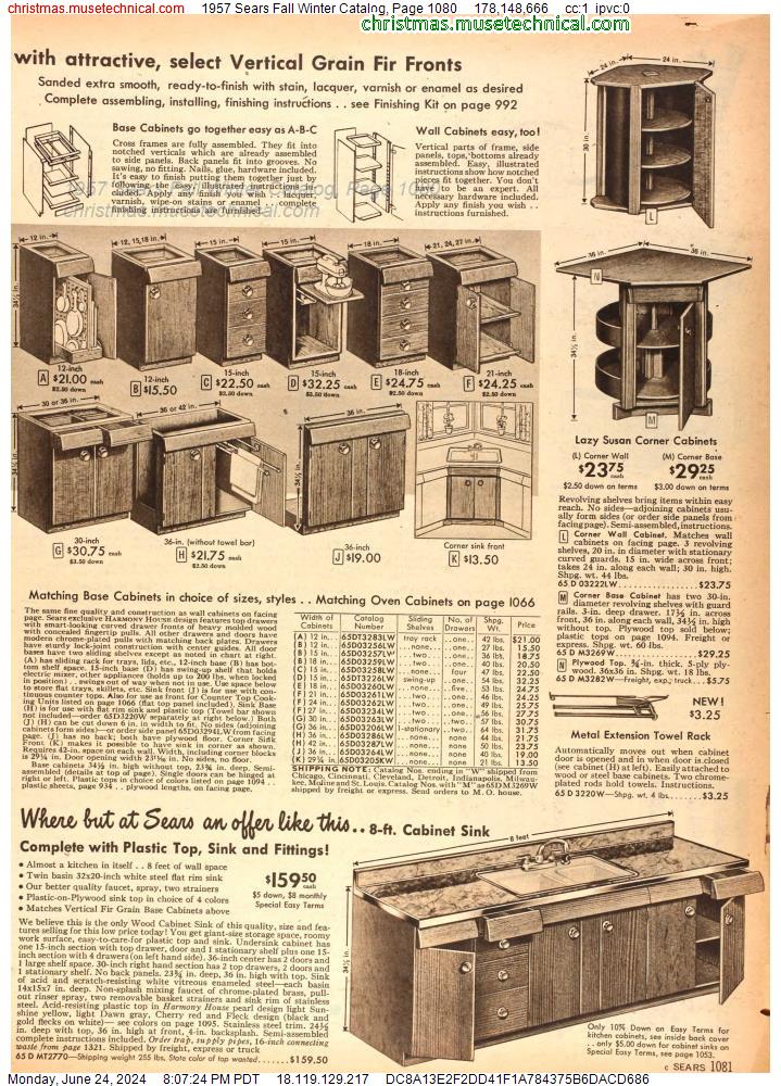 1957 Sears Fall Winter Catalog, Page 1080