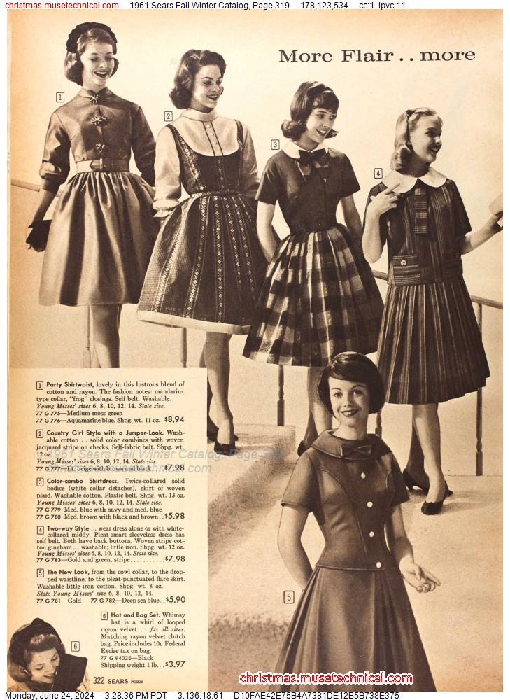 1961 Sears Fall Winter Catalog, Page 319