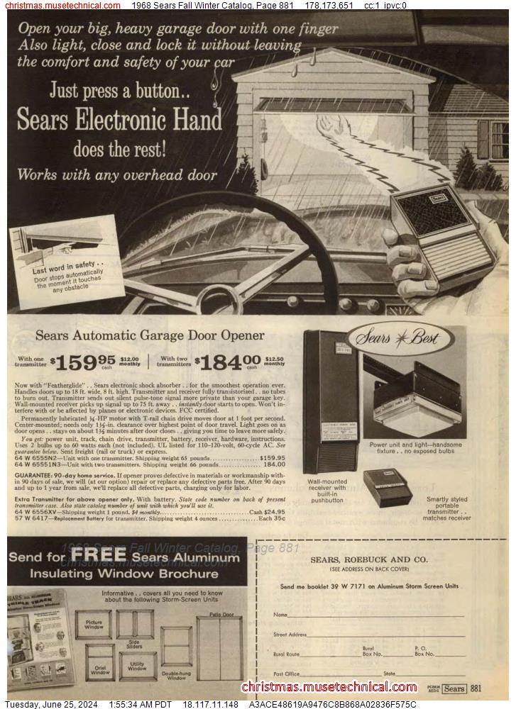 1968 Sears Fall Winter Catalog, Page 881