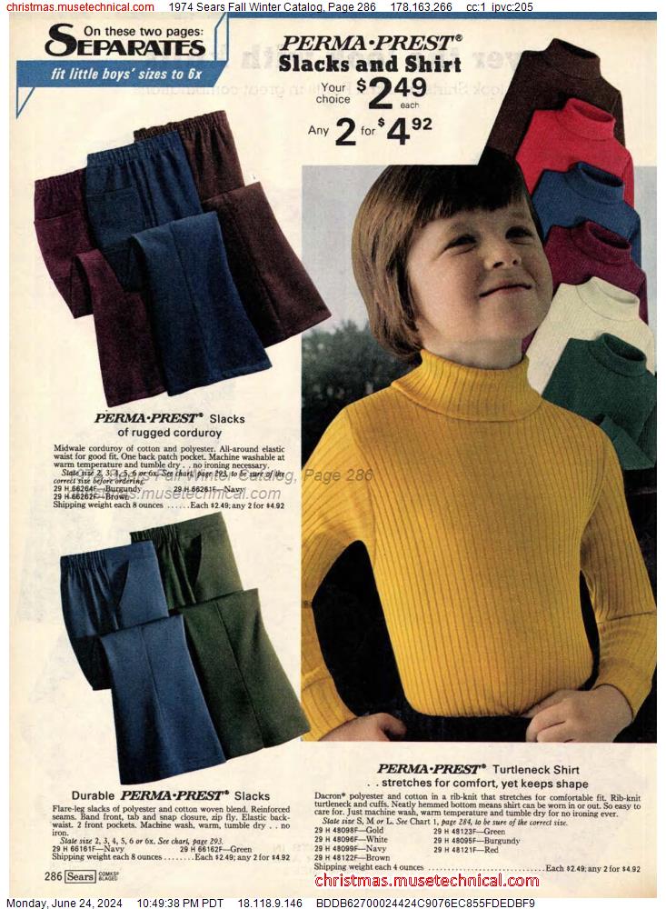 1974 Sears Fall Winter Catalog, Page 286