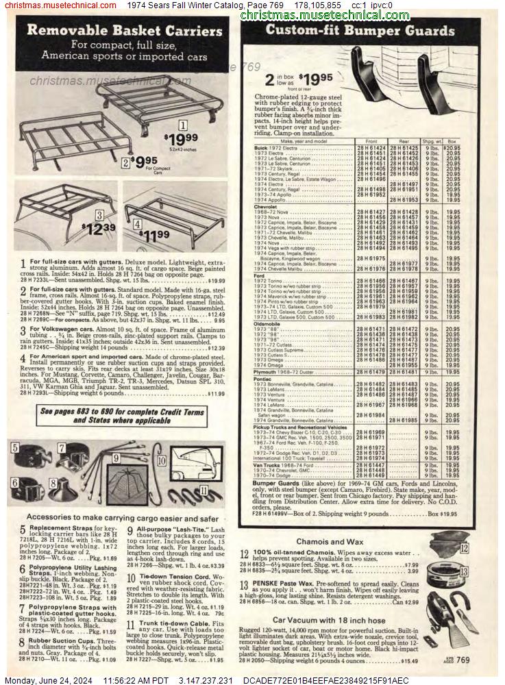 1974 Sears Fall Winter Catalog, Page 769