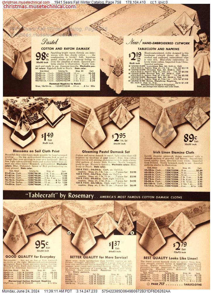 1941 Sears Fall Winter Catalog, Page 758