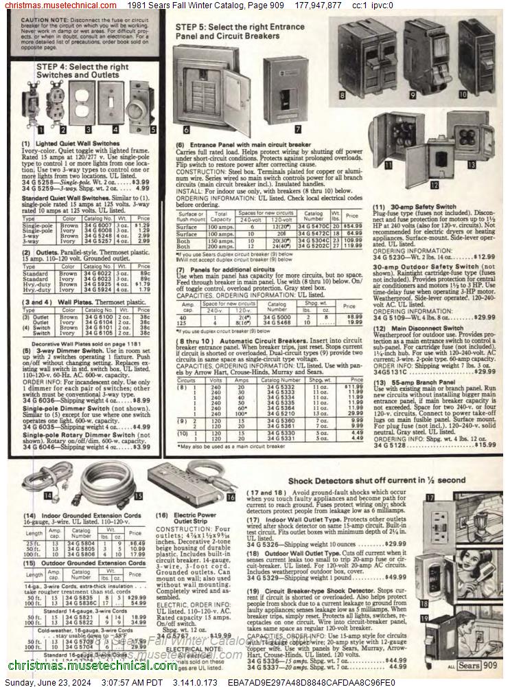1981 Sears Fall Winter Catalog, Page 909