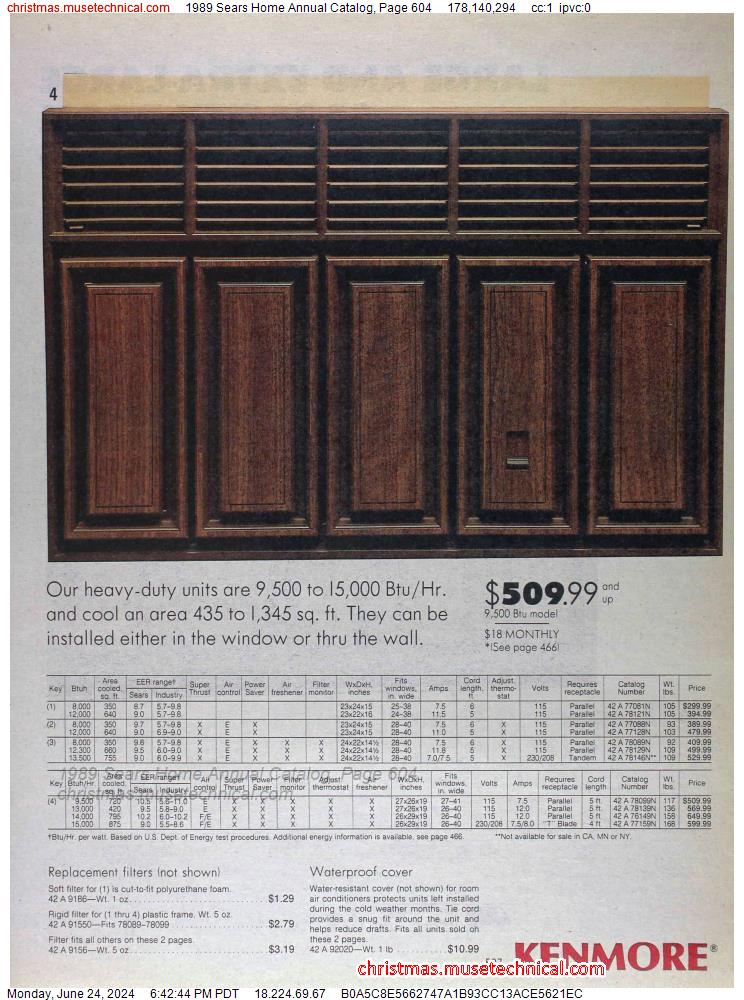 1989 Sears Home Annual Catalog, Page 604