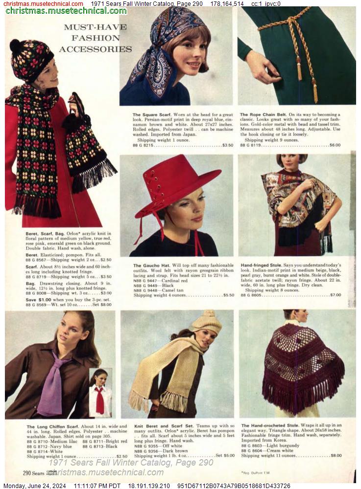 1971 Sears Fall Winter Catalog, Page 290