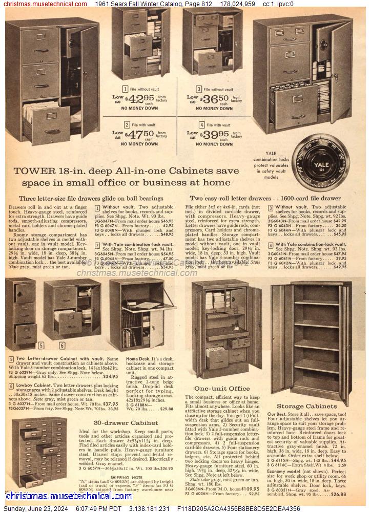 1961 Sears Fall Winter Catalog, Page 812
