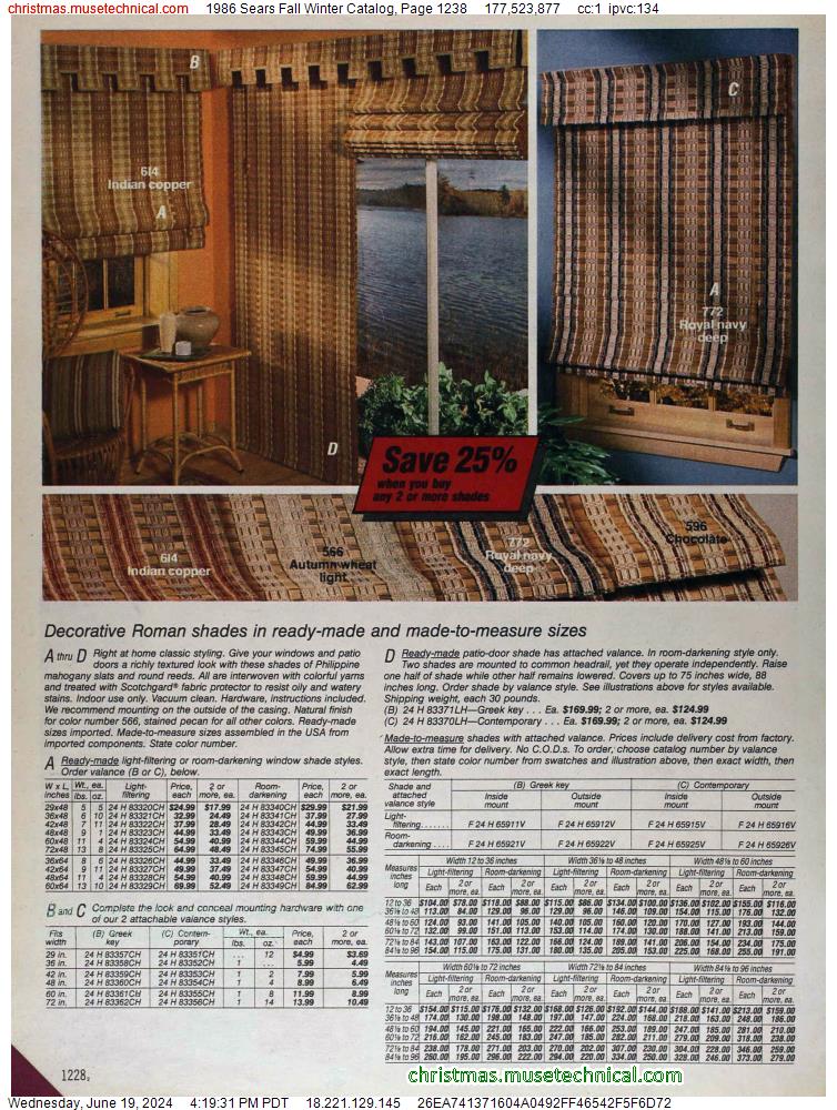 1986 Sears Fall Winter Catalog, Page 1238
