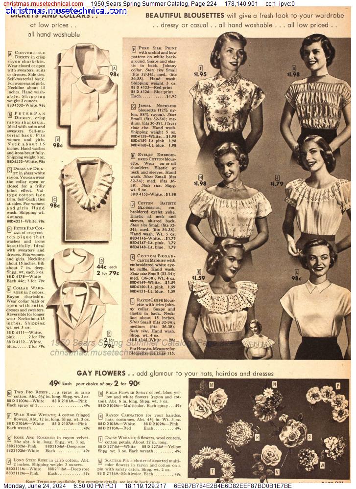 1950 Sears Spring Summer Catalog, Page 224