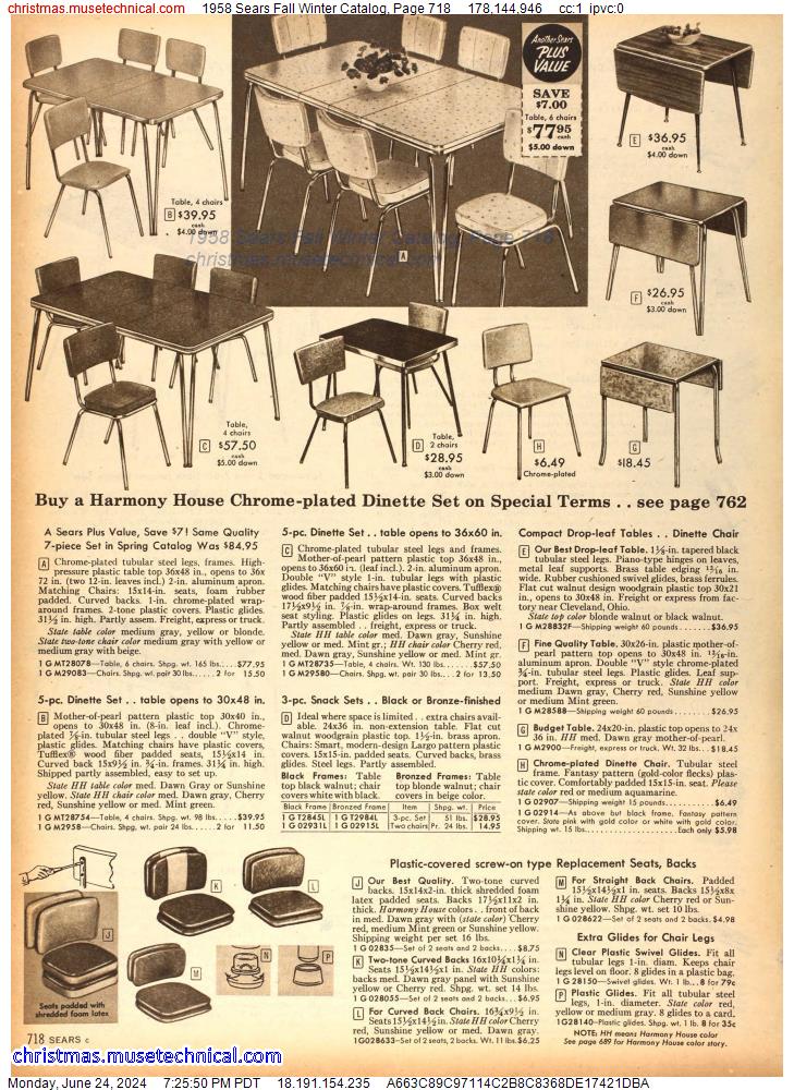 1958 Sears Fall Winter Catalog, Page 718