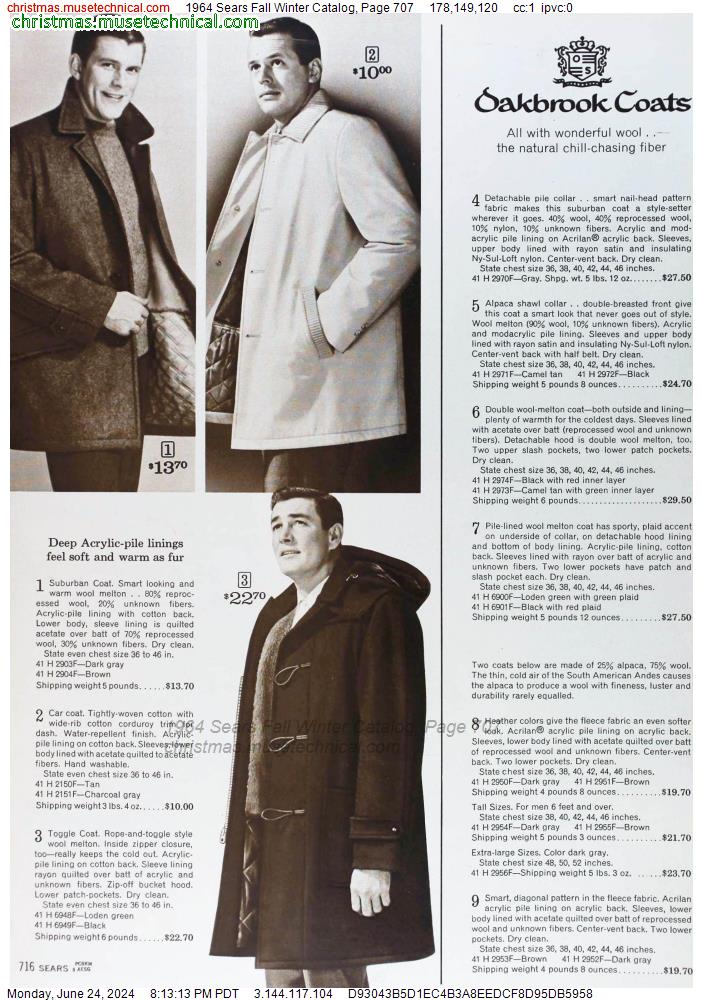 1964 Sears Fall Winter Catalog, Page 707