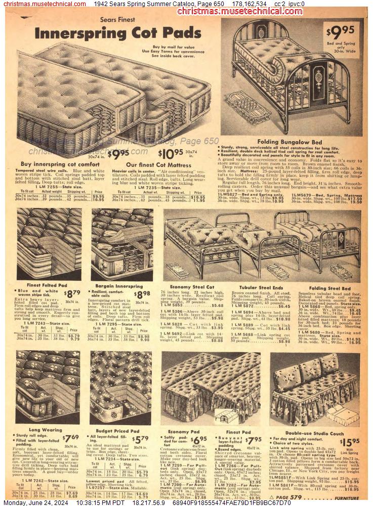 1942 Sears Spring Summer Catalog, Page 650
