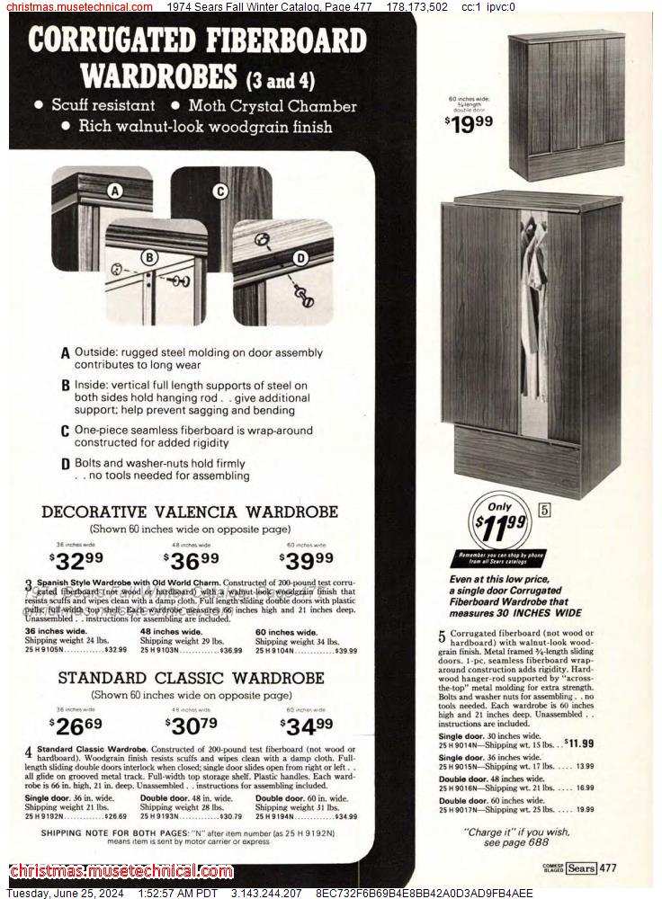 1974 Sears Fall Winter Catalog, Page 477