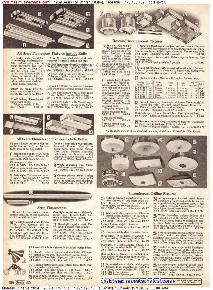 1969 Sears Fall Winter Catalog, Page 818