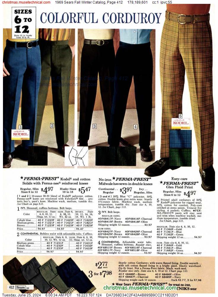 1969 Sears Fall Winter Catalog, Page 412