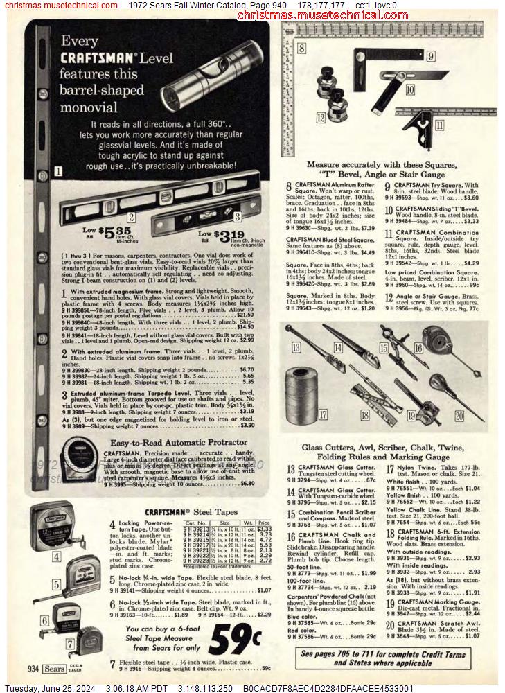 1972 Sears Fall Winter Catalog, Page 940