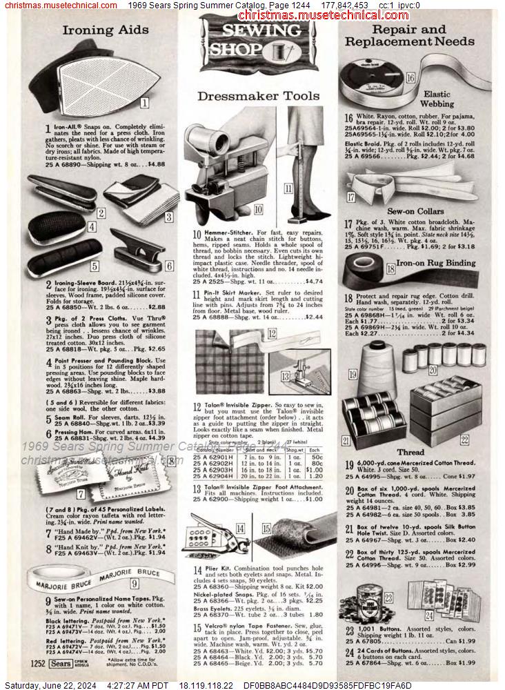 1969 Sears Spring Summer Catalog, Page 1244