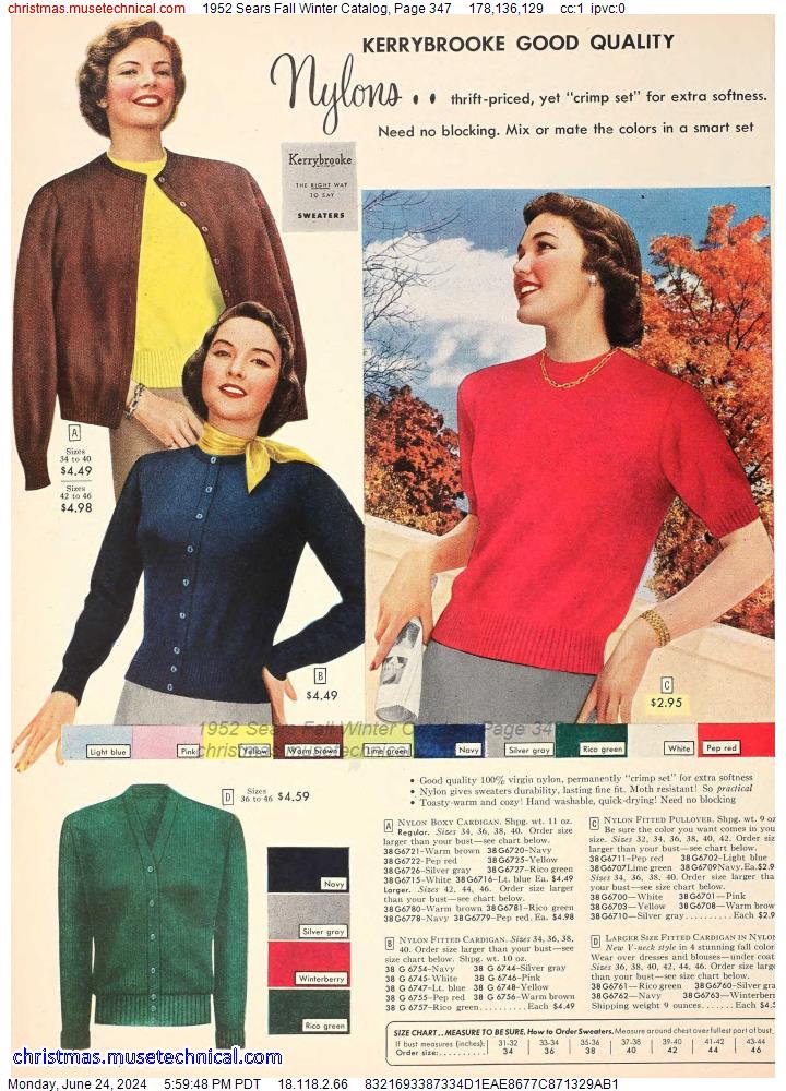 1952 Sears Fall Winter Catalog, Page 347