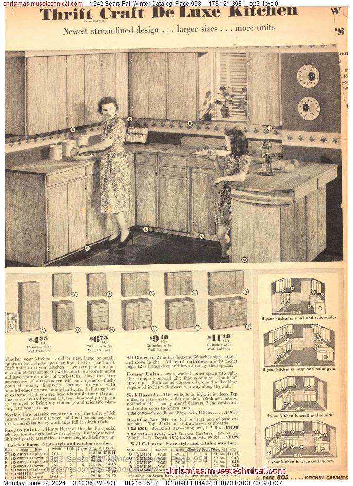 1942 Sears Fall Winter Catalog, Page 998