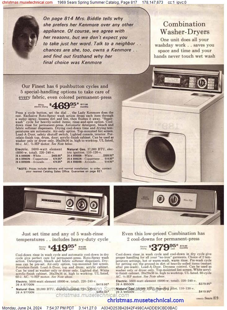 1969 Sears Spring Summer Catalog, Page 817