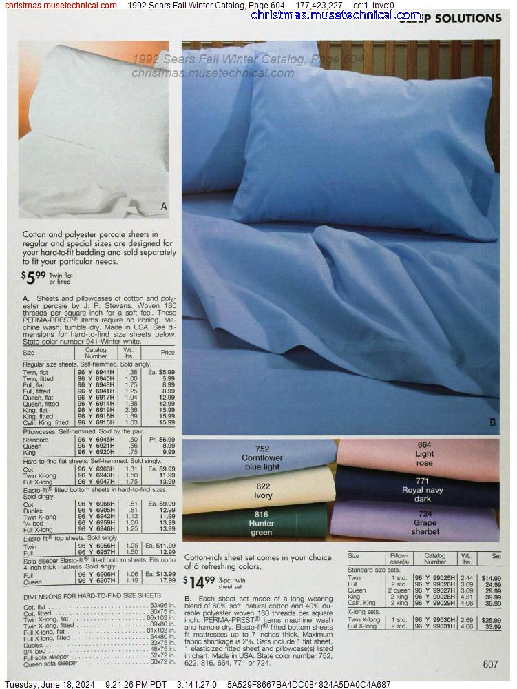 1992 Sears Fall Winter Catalog, Page 604