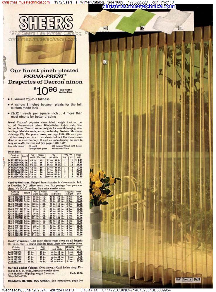 1972 Sears Fall Winter Catalog, Page 1609