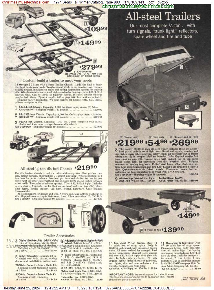 1971 Sears Fall Winter Catalog, Page 803