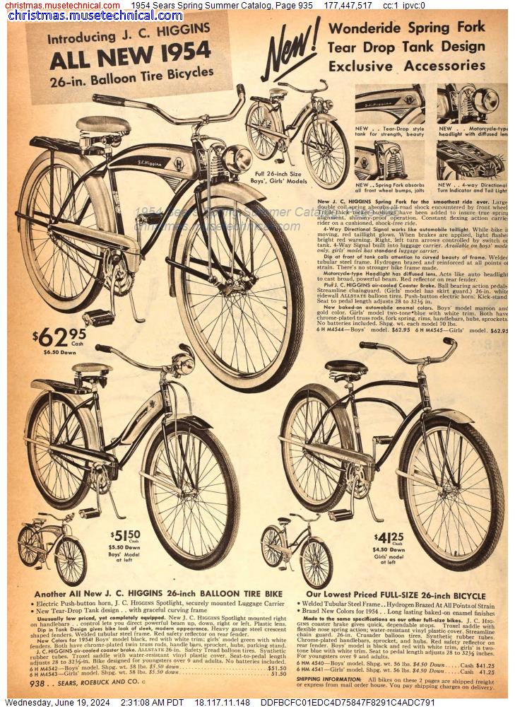 1954 Sears Spring Summer Catalog, Page 935