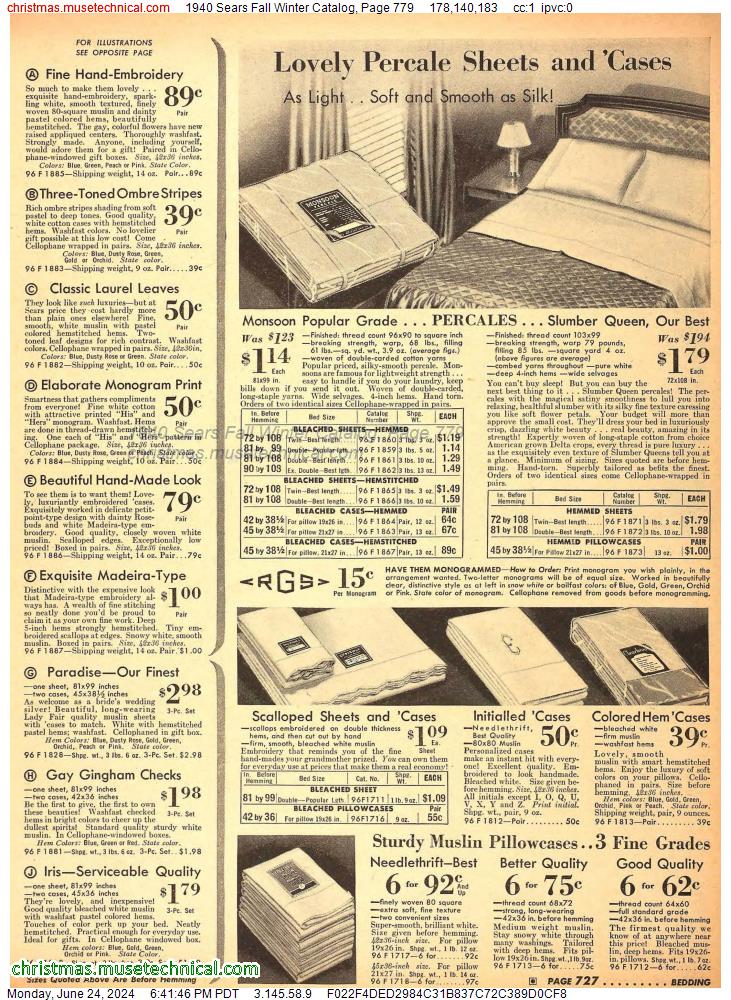 1940 Sears Fall Winter Catalog, Page 779