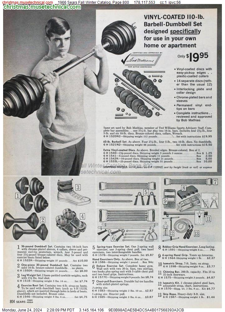 1966 Sears Fall Winter Catalog, Page 800