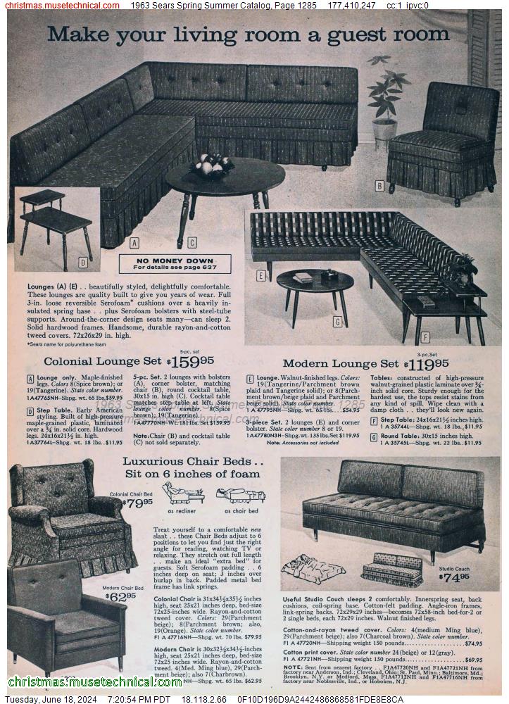 1963 Sears Spring Summer Catalog, Page 1285
