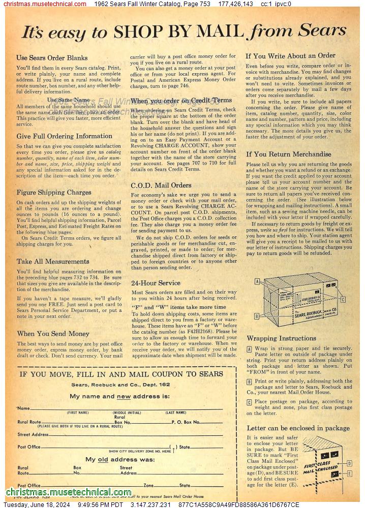 1962 Sears Fall Winter Catalog, Page 753