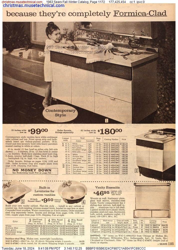 1963 Sears Fall Winter Catalog, Page 1172
