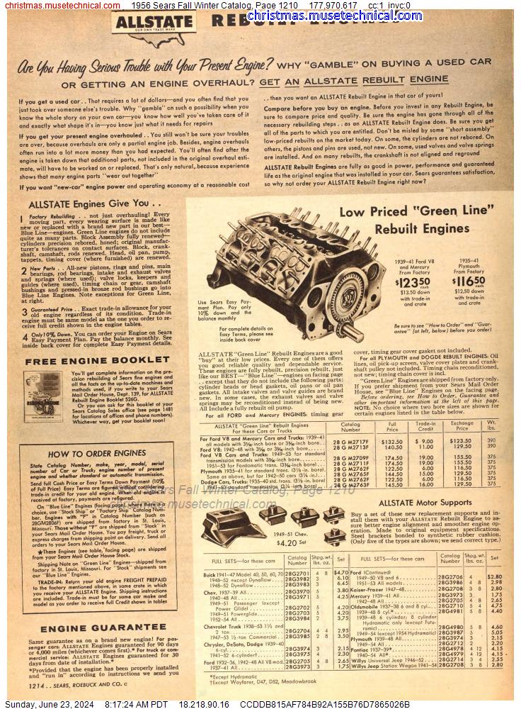 1956 Sears Fall Winter Catalog, Page 1210