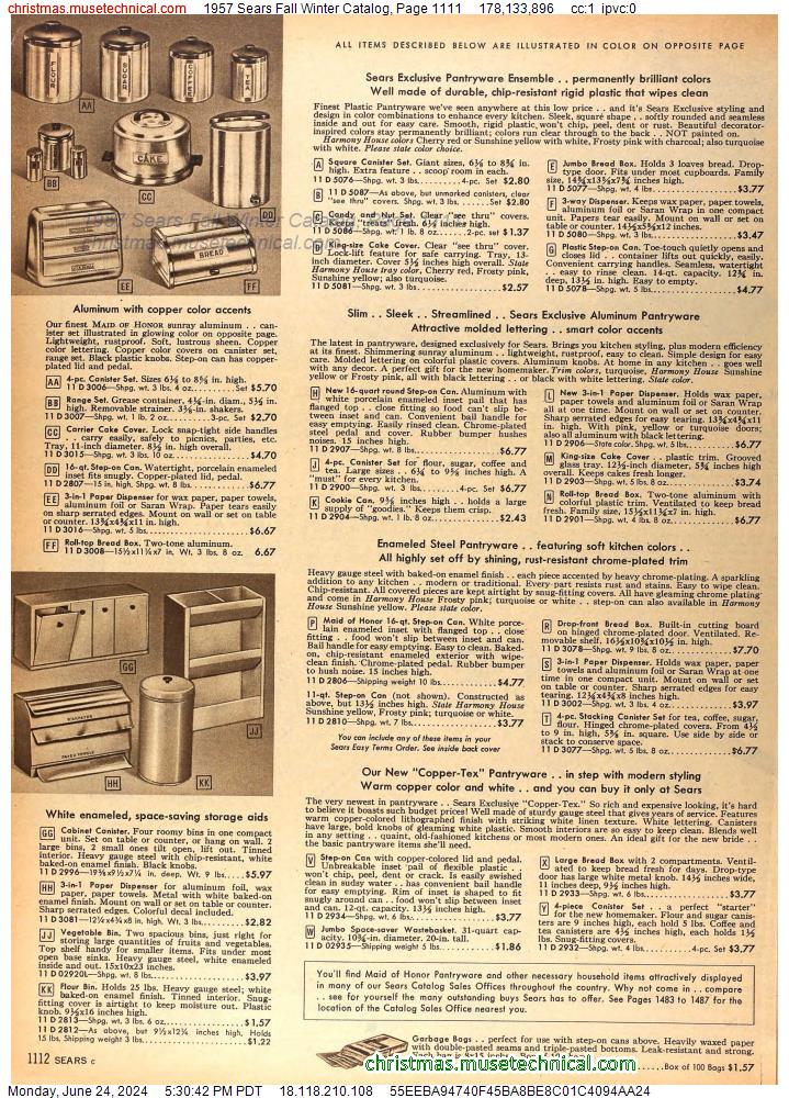 1957 Sears Fall Winter Catalog, Page 1111