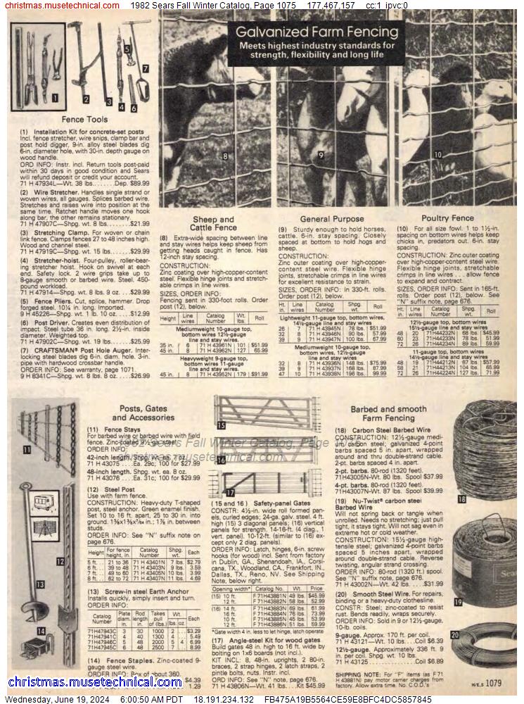 1982 Sears Fall Winter Catalog, Page 1075