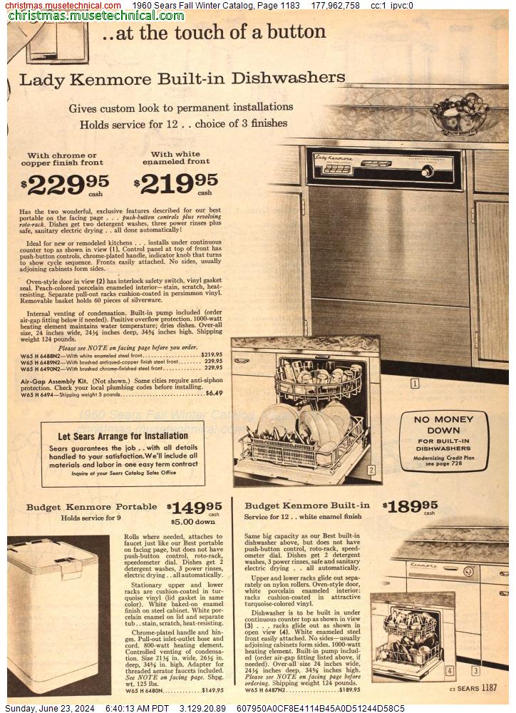 1960 Sears Fall Winter Catalog, Page 1183