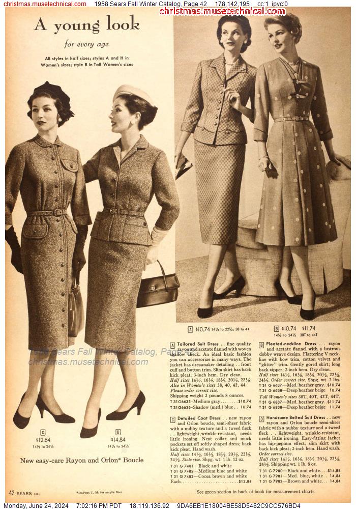1958 Sears Fall Winter Catalog, Page 42