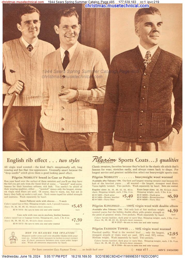 1944 Sears Spring Summer Catalog, Page 485