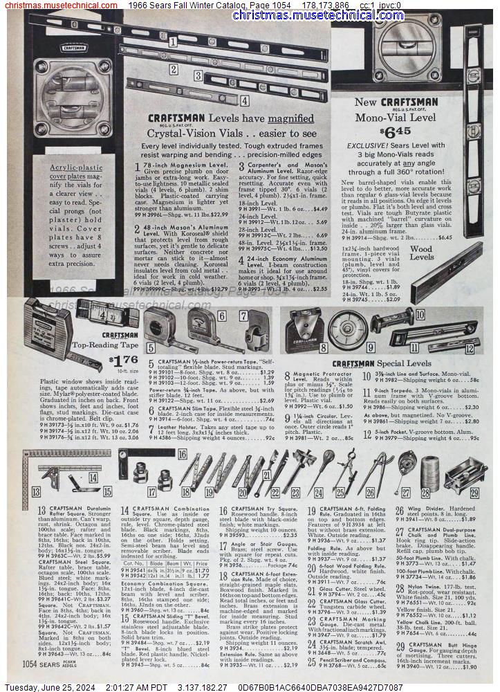 1966 Sears Fall Winter Catalog, Page 1054