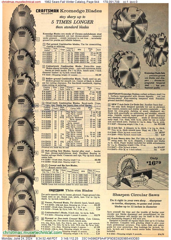 1962 Sears Fall Winter Catalog, Page 944