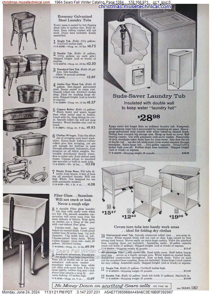 1964 Sears Fall Winter Catalog, Page 1364