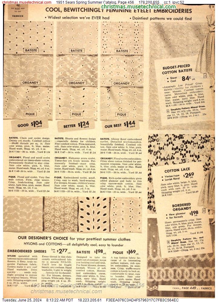 1951 Sears Spring Summer Catalog, Page 456